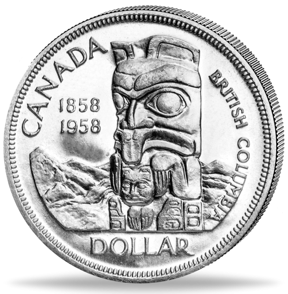 1 CAN-Dollar Totempfahl/Kronkolonie - Vorderseite Münze