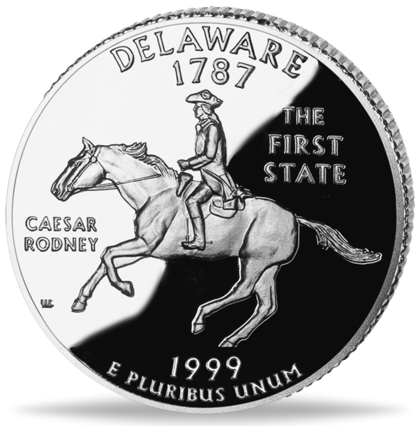 USA, 1/4 $ Delaware, State -Quarter-Serie, 1999, bfr - Münze Vorderseite