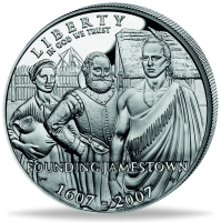 USA, 1 Dollar 2007, 400 Jahre Jamestown - Silber - Münze Vorderseite USA, 1 Dollar 2007, 400 Jahre Jamestown - Silber - Münze Vorderseite