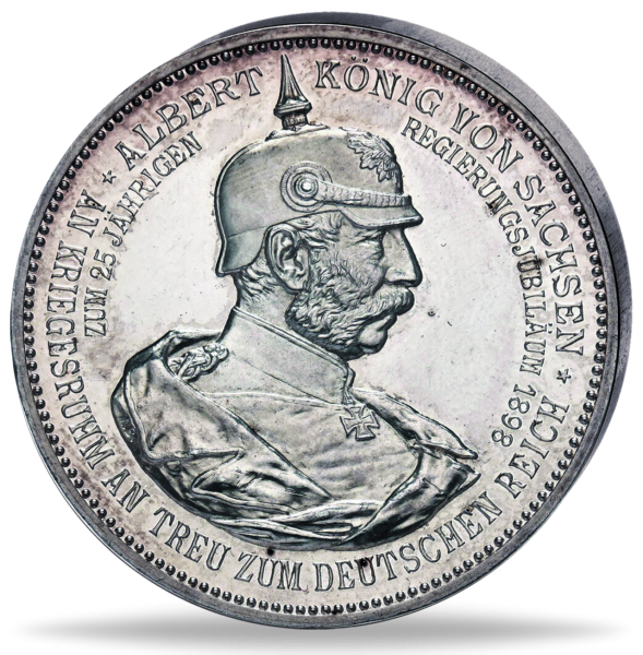 Königreich Sachsen, Silber-Gedenkprägung 1898 - Vorderseite
