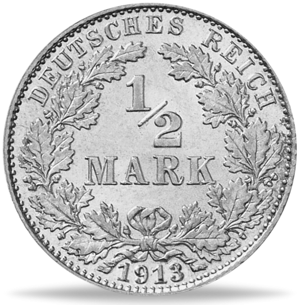 1/2 Mark „Großer Adler - E“ 1913 - Silber - Münze Vorderseite