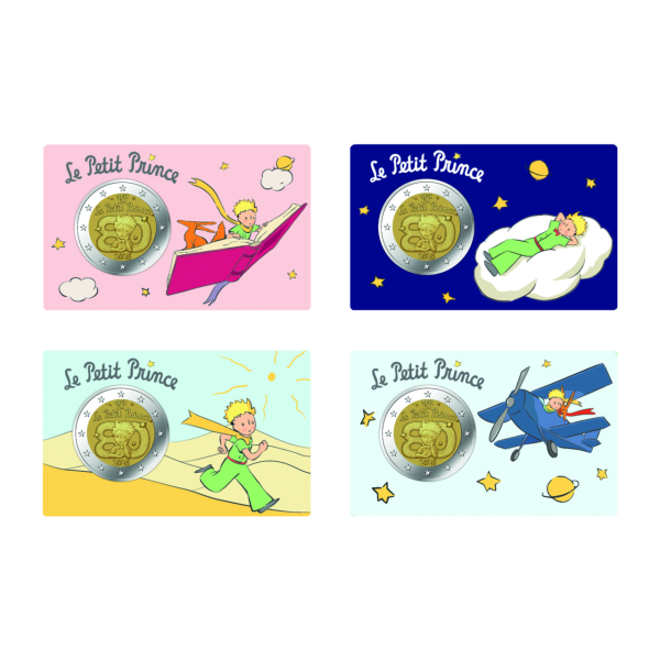 2-Euro-Satz Der Kleine Prinz, 2026, 4 Mz. - Münzen in Coincards