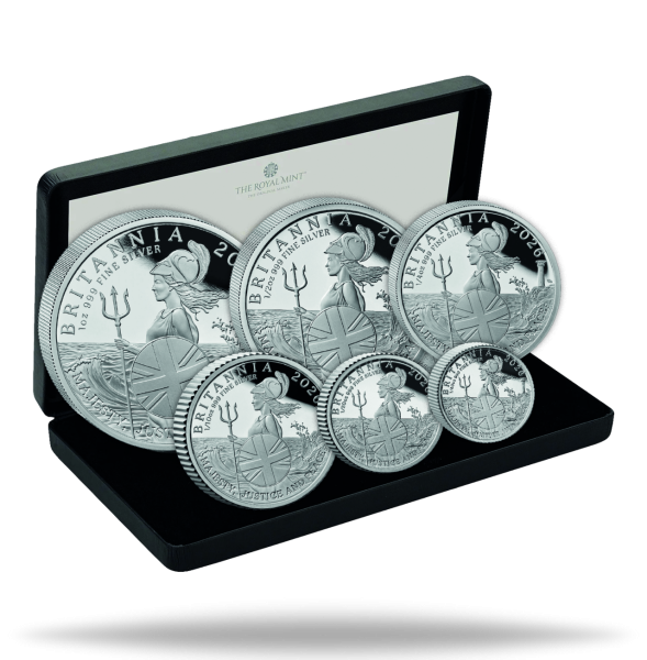 Großbritannien, Silbersatz "Britannia" (6 Münzen), 2026 - Kassette