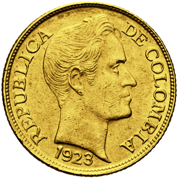 5 Pesos Gold Bolivar 1919 bis 1924 - Vorderseite Münze