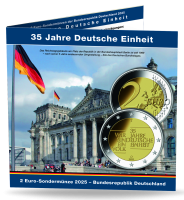 Deutschland, 5x 2 Euro 35 Jahre Deutsche Einheit, 2025, bfr., Prägestätte A-J, im Album