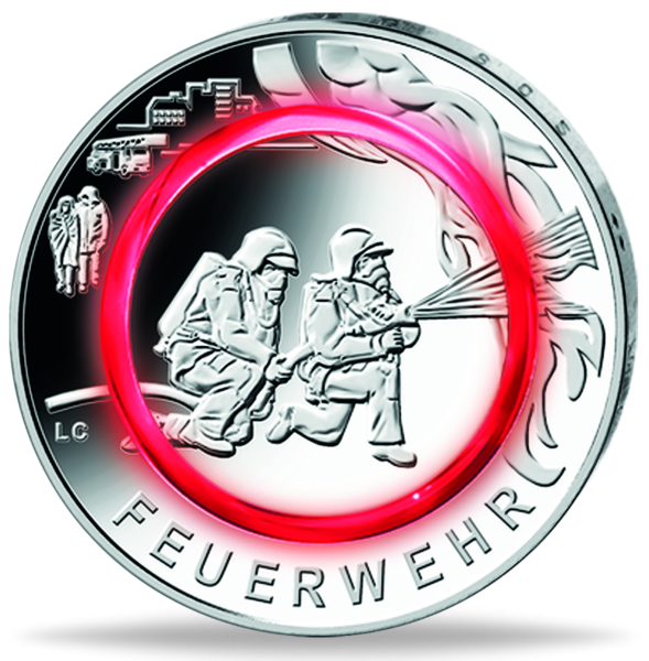 10 Euro Feuerwehr mit Polymerring - Vorderseite Münze