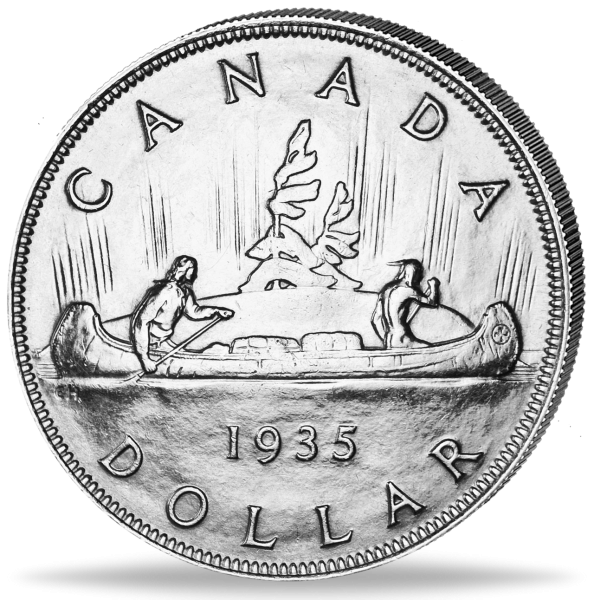 Kanada, 1 Kanadischer Dollar 1935, Kanu/Georg V. - Silber - Münze Vorderseite