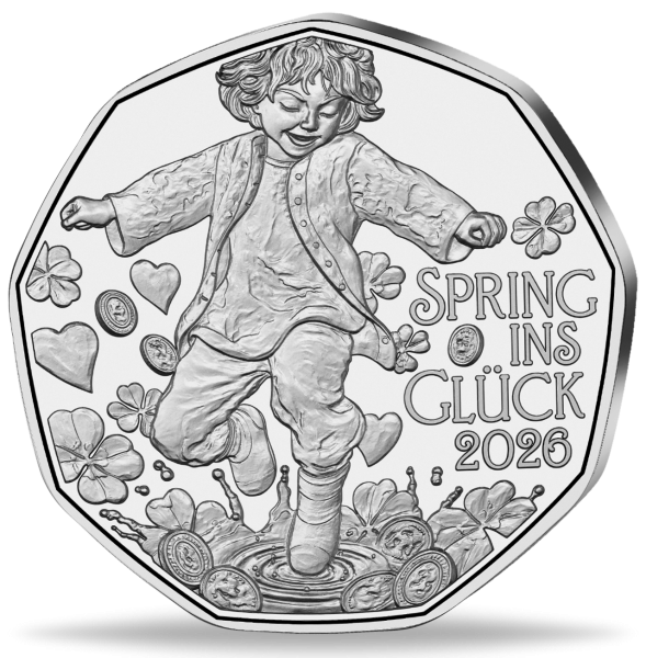 5 Euro Neujahrsmünze Spring ins Glück, 2025, Silber, st - Münze Vorderseite