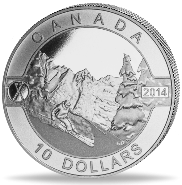 10 Kanadische Dollar 2014, Skifahren - Vorderseite Münze