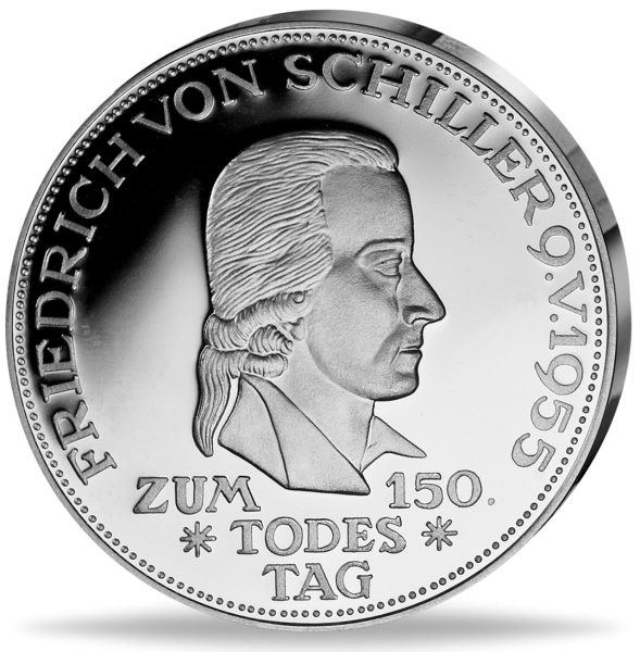 5 DM Silber-Replik Friedrich von Schiller - Münze Vorderseite