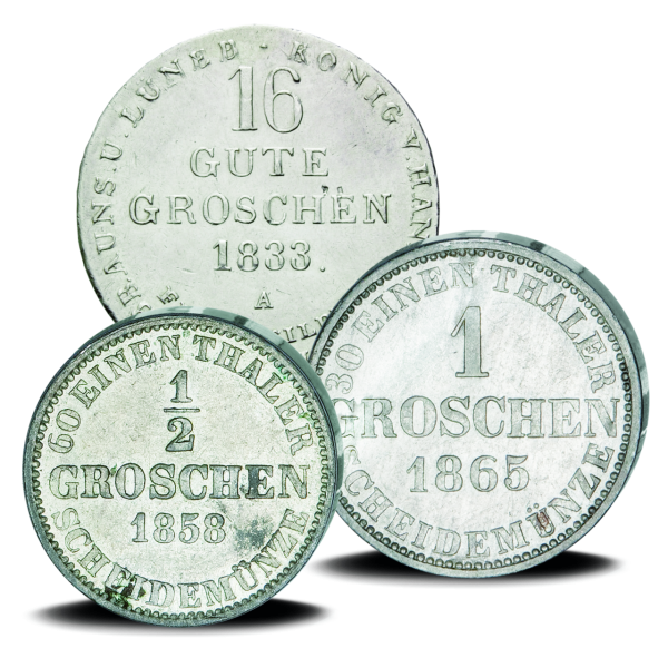 Groschen-Satz „Niedersachsen-Ross“ (1/2, 1 und 16 Groschen) - Silber