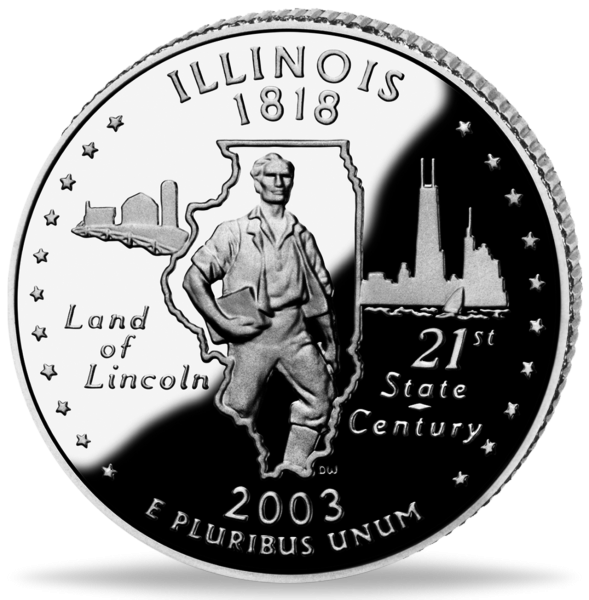 USA, 1/4 $ Illinois, State Quarter-Serie, 2003, bfr - MÜnze Vorderseite