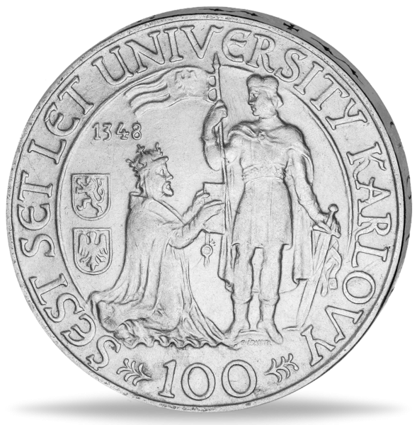 100 Kronen Karlsuniversität - Vorderseite Münze