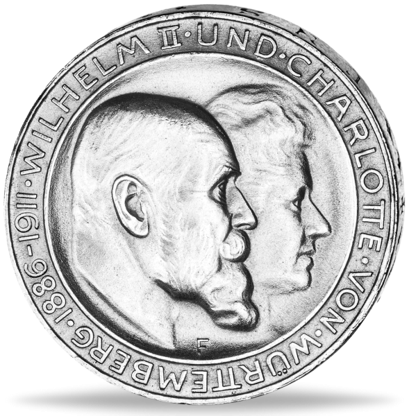 Württemberg 3 Mark „Hochzeit“ 1911 - Silber - Münze Vorderseite