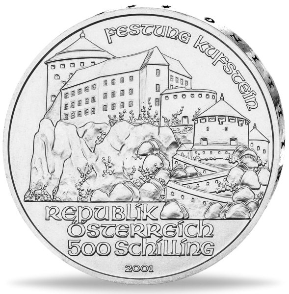 Österreich, 500 Schilling Festung Kufstein 2001 - Münze Vorderseite