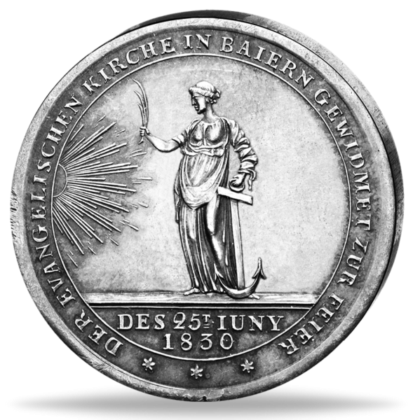 Silbermed. Fleiß 1830 „300-Jahrfeier der Augsburger Konfession“ - Vorderseite