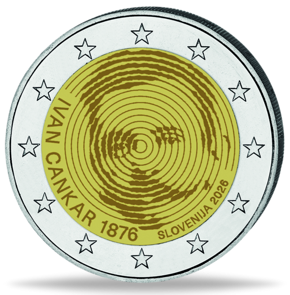 Slowenien 2 Euro 150. Geburtstag von Ivan Cankar 2026 - Münze Vorderseite