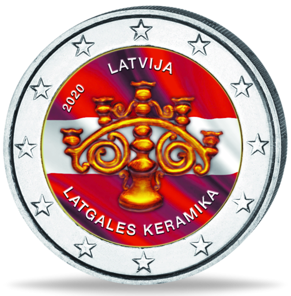 2 Euro Lettgalische Keramik - mit Farbapplikation - Münze Vorderseite