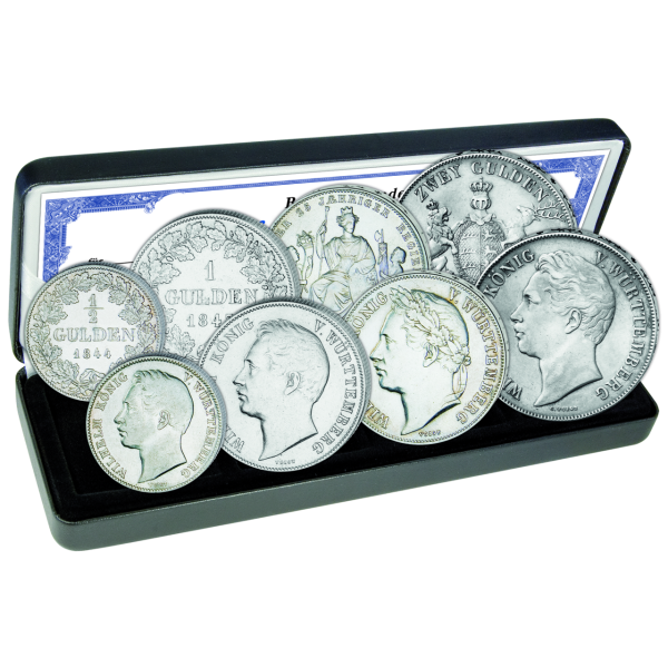 Gulden-Satz mit 4 Münzen geprägt unter König Wilhelm von Württemberg - Satzbild