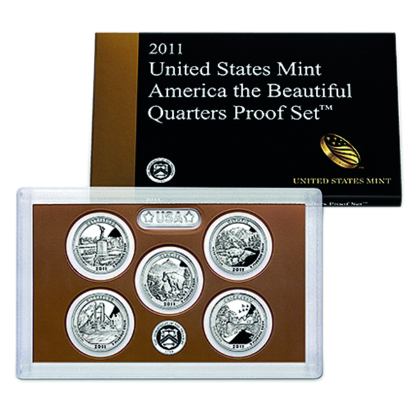 5 x 1/4 US-Dollar America the Beautiful 2011 - Sammelmappe