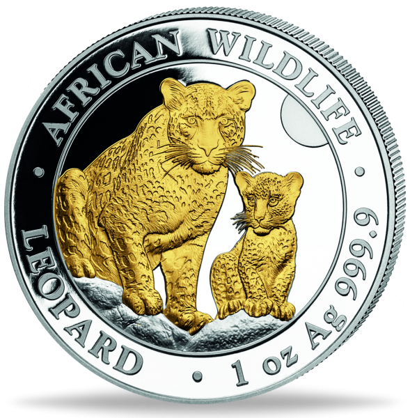 100 Shilling Leopard mit Goldveredelung - Münze Vorderseite