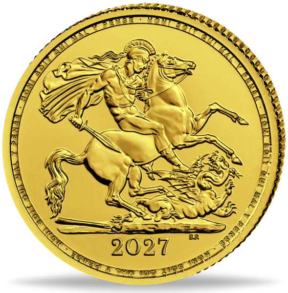 1/2 Pfund Sovereign Charles III. 2027, Gold - Münze Vorderseite