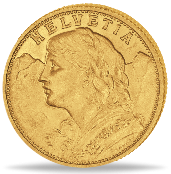 10 Schweizer Franken Vreneli - Vorderseite Münze