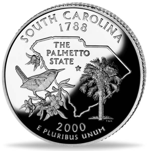 USA, 1/4 $ South Carolina, State Quarter-Serie, 2000, bfr - Münze Vorderseite