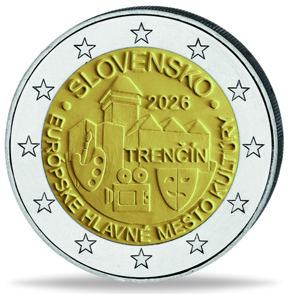 Slowakei 2 Euro Trencin Kulturhauptstadt Europas 2026 - Münze Vorderseite