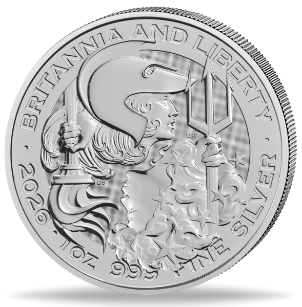 Großbritannien 2 Pfund Britannia/Liberty 1 Unze Silber 2026 - Münze Vorderseite