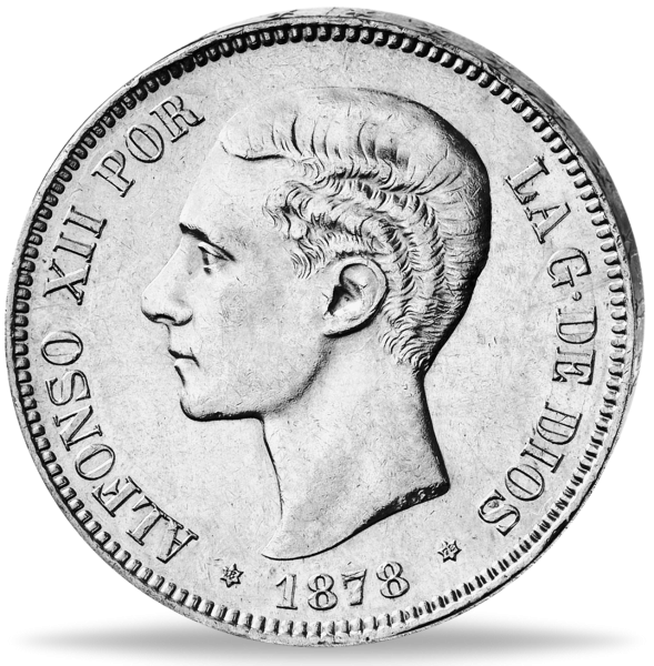 5 Pesetas Alfonso XII 1878 - Vorderseite Münze