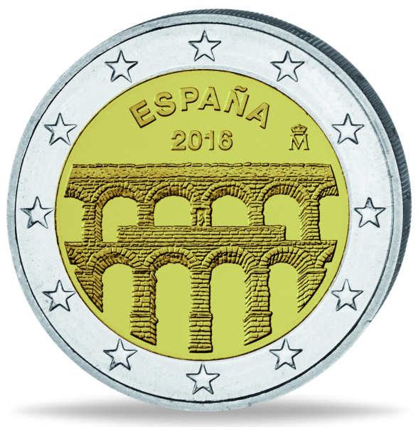 2 Euro „Aquädukt von Segovia“ - Münze Vorderseite