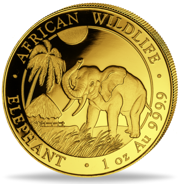 1000 Shilling „Somalia Elefant - 2017“ (1 oz Au) - Münze Vorderseite