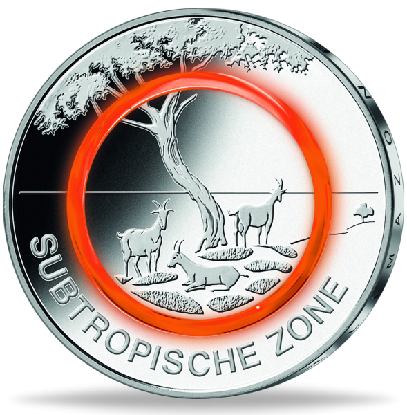 5 Euro Subtropische Zone - F- Münze Vorderseite