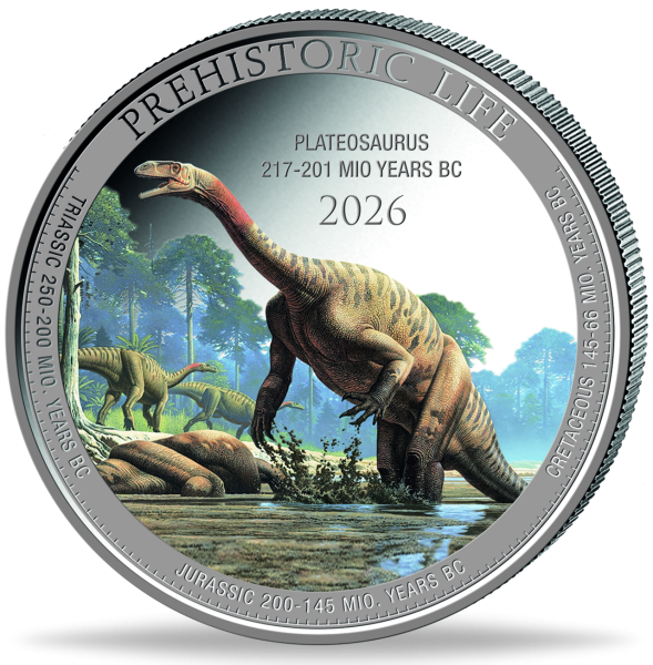 20 Francs 1 Unze Silber Plateosaurus - Münze Vorderseite