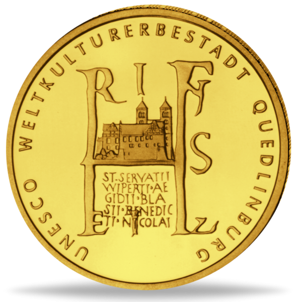 100 Goldeuro UNESCO-Weltkulturerbe Stadt Quedlinburg - Münze Vorderseite