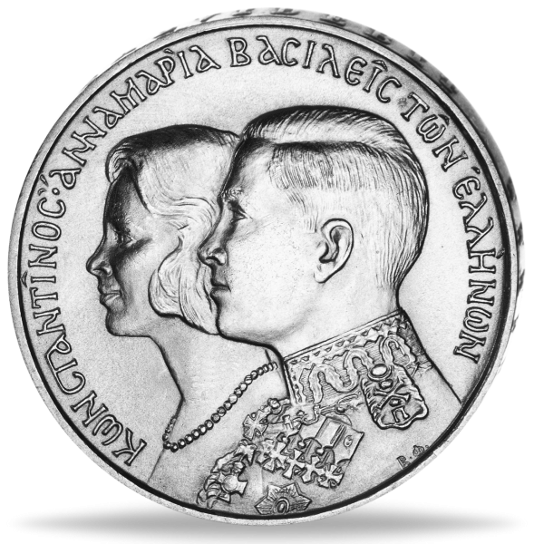 30 Drachmen 1964, königliche Hochzeit 1964 - Silber - Münze Vorderseite