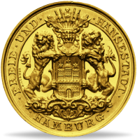 HAMBURG, 1/2 Goldportugaleser- Münze Vorderseite HAMBURG, 1/2 Goldportugaleser- Münze Vorderseite