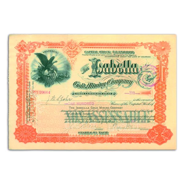 US-Anteilsschein Isabella Gold Mining Company