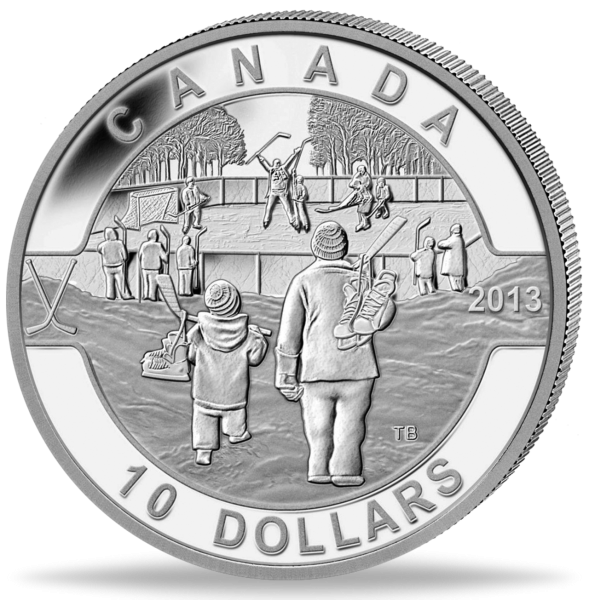 10 Kanadische Dollar 2013, Hockey - Vorderseite Münze