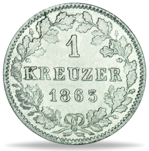 Königreich Württemberg, 1 Kreuzer König Wilhelm I. Wappen - Münze Vorderseite