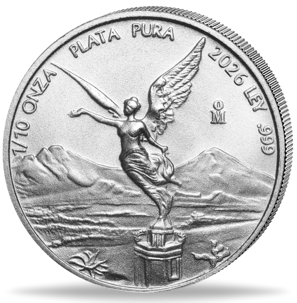 Mexiko, Libertad, 1/10 Unze Silber 2026 - Münze Vorderseite