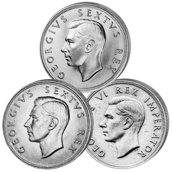 Südafrika, 3x 5 Shilling Komplett-Satz (3 Münzen), König Georg VI. - Satzbild