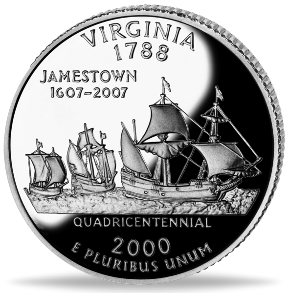 USA, 1/4 $ Virginia, State Quarter-Serie, 2000, bfr - Münze Vorderseite