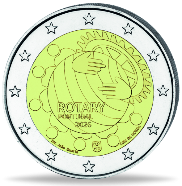 Portugal, 2 Euro 100 Jahre Rotary Club, 2026, bfr. - Münze Vorderseite