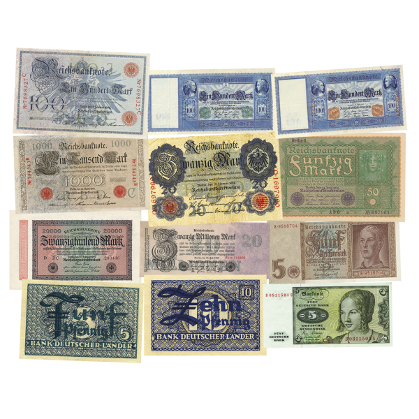 12 Banknoten deutscher Epochen - Satzbild