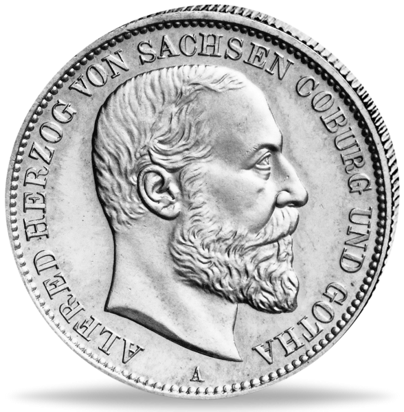 Sachsen-Coburg und Gotha 2 Mark Herzog Alfred 1895 - Silber - Münze Vorderseite
