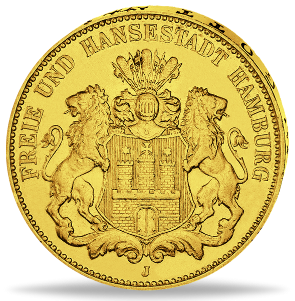 10 Mark Hamburger Stadtwappen - Vorderseite historische Goldmünzen