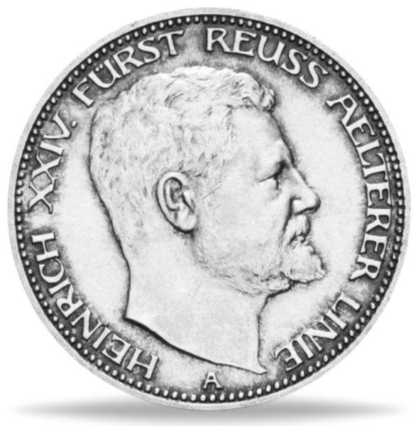 3 Mark Heinrich XXIV. - Fürstentum Reuss - 1909 - Münze Vorderseite