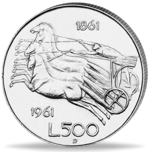 Italien, 500 Lire 1961, Quadriga - Silber - Münze Vorderseite